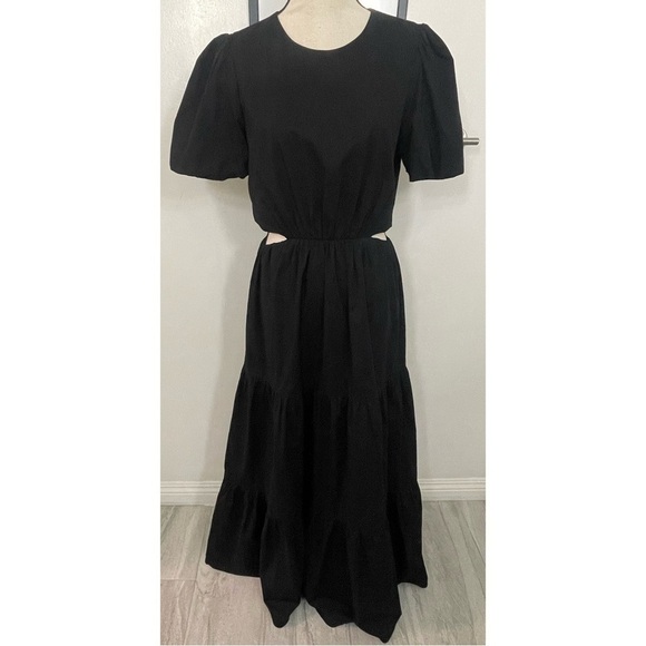 WAYF Plaza Cut Out Tiered Maxi Dress in Black Size M - Picture 3 of 11